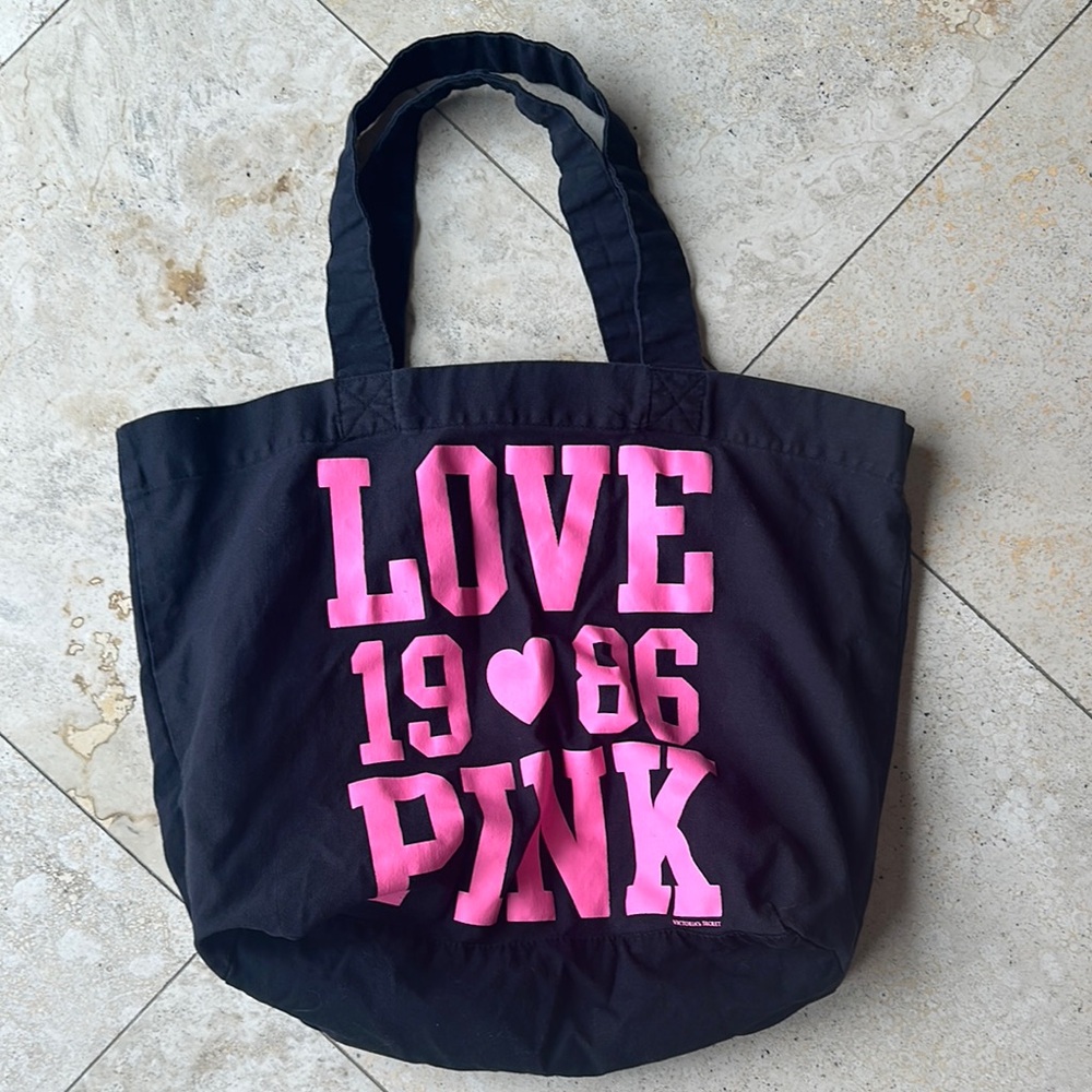PINK by Victoria's Secret Black Tote with LOVE PINK 1986 Design